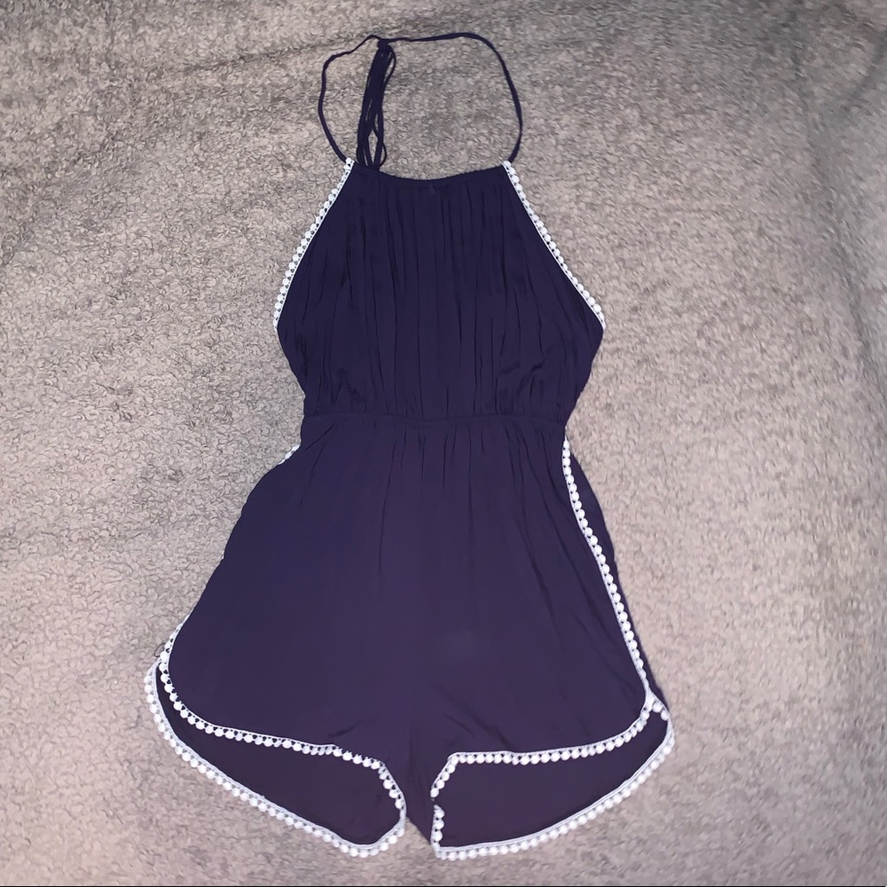 Shein Royal Blue Open Back Romper